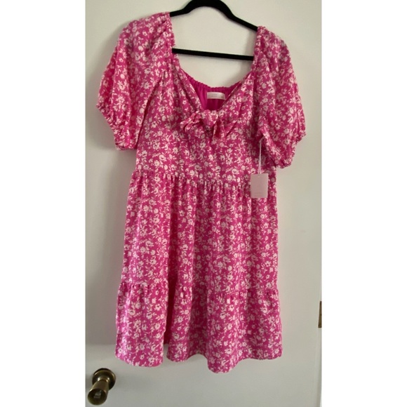 LC Lauren Conrad Pink Floral Babydoll Dress - Picture 7 of 9